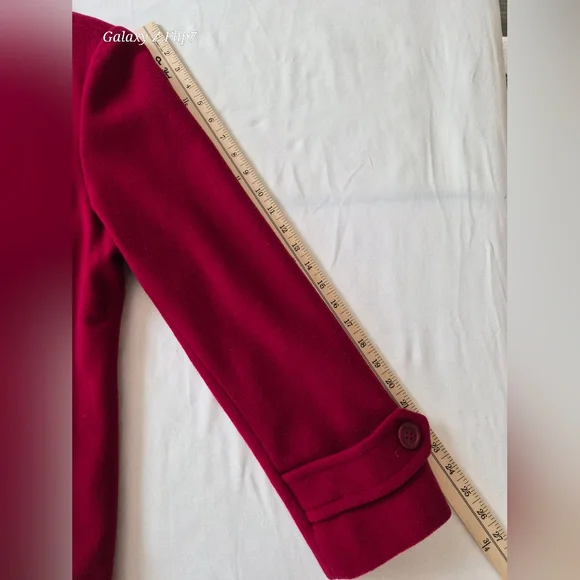 St. John’s Bay Fuchsia Pink Wool-Blend Pea Coat - Women's Large - Picture 6 of 11